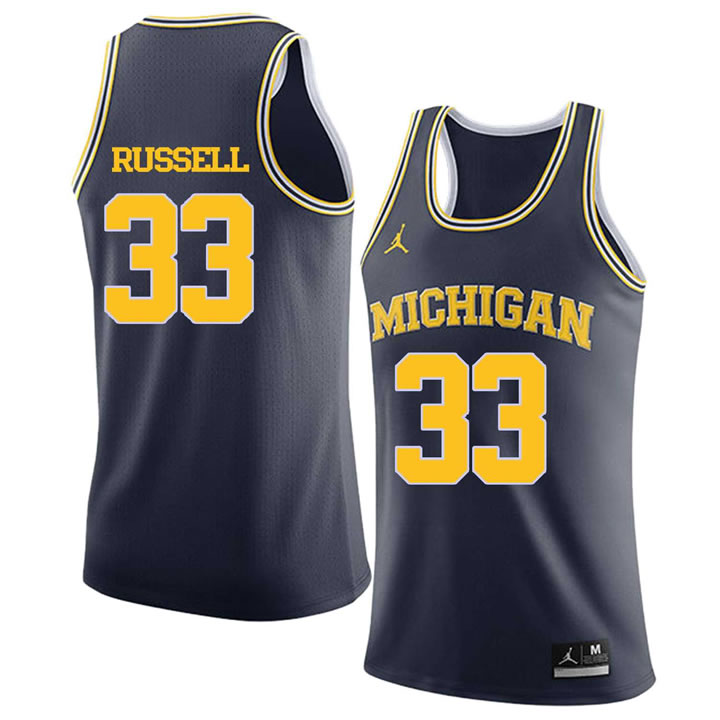 University of Michigan 33 Cazzie Russell Navy College Basketball Jersey Dzhi